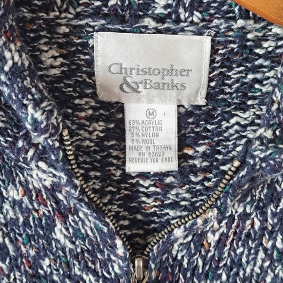 Christopher & Banks Cotton/Wool Blend Marble Multi Relaxed 1/4 Zip Knit Pullover - Picture 2 of 9